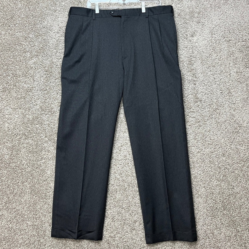 Jos. A. Bank Dress Pants Mens 39x29 Charcoal Gray Heathered Straight Leg Pleated